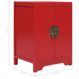 Berkfield Home Decorative Bedside Cabinet Red 38x28x52 cm Paulownia Wood - Size: 38 x 28 x 52 cm - thumbnail 7