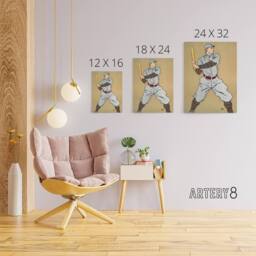 "Artery8 Vintage Baseball Player Drawing Canvas Wall Art Print E Penfield in Beige - Size: W18"" x H24""" - thumbnail 4