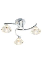 Harper Living Spiral Semi-Flush Ceiling Light 3 Lights Clear Glass Shades Polished Chrome Finish in Metallic Silver - thumbnail 2