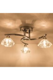 Harper Living Spiral Semi-Flush Ceiling Light 3 Lights Clear Glass Shades Polished Chrome Finish in Metallic Silver - thumbnail 3