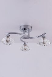 Harper Living Spiral Semi-Flush Ceiling Light 3 Lights Clear Glass Shades Polished Chrome Finish in Metallic Silver - thumbnail 5