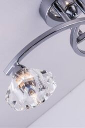 Harper Living Spiral Semi-Flush Ceiling Light 3 Lights Clear Glass Shades Polished Chrome Finish in Metallic Silver - thumbnail 4