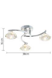 Harper Living Spiral Semi-Flush Ceiling Light 3 Lights Clear Glass Shades Polished Chrome Finish in Metallic Silver - thumbnail 6