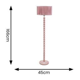 ValueLights Bobbins Painted Rose Floor Lamp with Ruched Pleated Drum Lamp Shade in Pale Pink - thumbnail 6