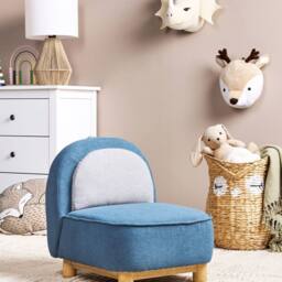 Wyld and Coco Blue Triceratops Kids Chair Polyester Upholstery Rubberwood Legs