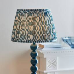 Netlighting Higgledy Gloss Blue Floor Lamp Blue Fabric Ripple Shade 35cm E27 - thumbnail 3
