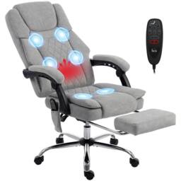 HOMCOM Executive Office Chair, Desk Chair with Massage & Heat, Grey - thumbnail 2