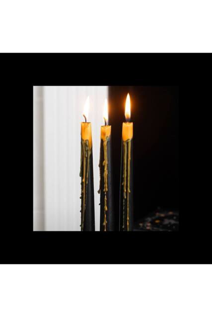KDMD Set of 4 Pumpkin Guts Oozing Taper Candles for Halloween in Black - image 1
