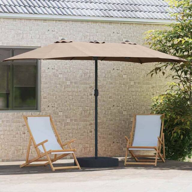 Berkfield Home Modern Garden Parasol Folding Taupe 385 x 209 x 244 cm Fabric - image 1