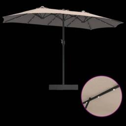 Berkfield Home Modern Garden Parasol Folding Taupe 385 x 209 x 244 cm Fabric - thumbnail 9