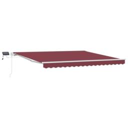 Berkfield Home Manual Retractable Awning with LED Burgundy 400x300 cm - thumbnail 1