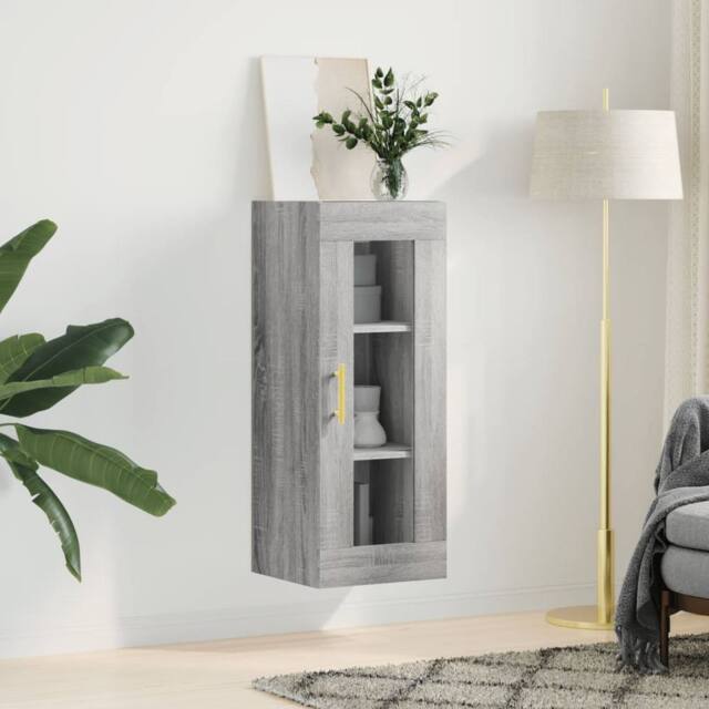 Berkfield Home Wall Mounted Cabinet Grey Sonoma 34.5x34x90 cm - image 1