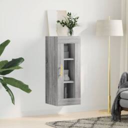 Berkfield Home Wall Mounted Cabinet Grey Sonoma 34.5x34x90 cm - thumbnail 1