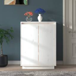 Berkfield Home Shoe Cabinet White 60x35x80 cm Solid Wood Pine - Size: 60 x 35 x 80 cm - thumbnail 2