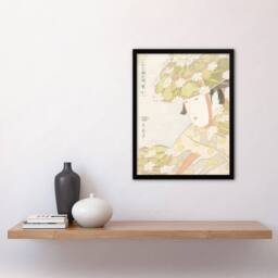 Artery8 Sagi Musume Heron Maiden Vintage Japan Framed Wall Art Print Kitagawa in Green - Size: A4 - thumbnail 4