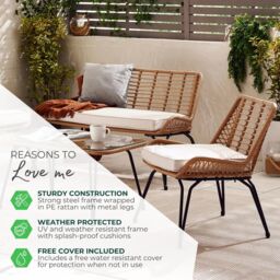 FurnitureboxUK Lisbon Wicker Style Rattan Outdoor Garden Sofa & Chair Set, PE Rattan & Cushions, Garden Conversation Set in Grey - thumbnail 6
