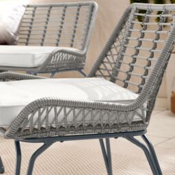 FurnitureboxUK Lisbon Wicker Style Rattan Outdoor Garden Sofa & Chair Set, PE Rattan & Cushions, Garden Conversation Set in Grey - thumbnail 4