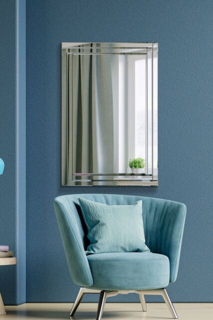 MirrorOutlet Luxford All Glass Bevelled Large Dress Mirror 120 x 80 CM in Silver - Size: 1 Pack - image 1