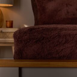OHS Teddy Fleece Thermal Fitted Bed Sheet in Chocolate - Size: Single Fitted - thumbnail 2