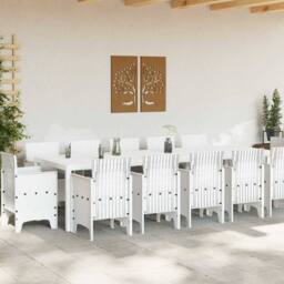 Berkfield Home 13 Piece Garden Dining Set with Cushions White Poly Rattan - thumbnail 3