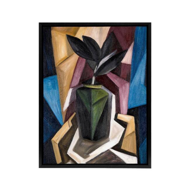 "Artery8 Rubber Plant Abstract Painting Hartley Black Framed Canvas Art Print - Size: W12"" x H16""" - image 1