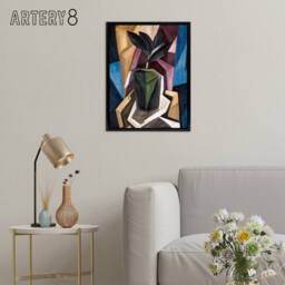 "Artery8 Rubber Plant Abstract Painting Hartley Black Framed Canvas Art Print - Size: W12"" x H16""" - thumbnail 3