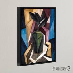 "Artery8 Rubber Plant Abstract Painting Hartley Black Framed Canvas Art Print - Size: W12"" x H16""" - thumbnail 2