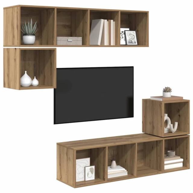 Berkfield Home Modern 4 pcs Artisan oak 37 x 37 x 142.5 cm Engineered wood in Brown - image 1
