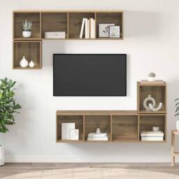 Berkfield Home Modern 4 pcs Artisan oak 37 x 37 x 142.5 cm Engineered wood in Brown - thumbnail 4
