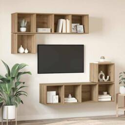 Berkfield Home Modern 4 pcs Artisan oak 37 x 37 x 142.5 cm Engineered wood in Brown - thumbnail 2