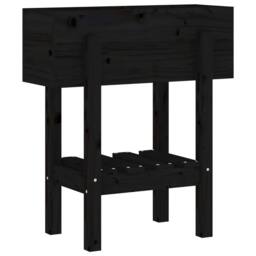 Berkfield Home Beautiful Garden Planter Black 62x30x69 cm Solid Wood Pine - Size: 62 x 30 x 69 cm - thumbnail 3