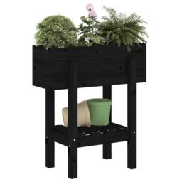Berkfield Home Beautiful Garden Planter Black 62x30x69 cm Solid Wood Pine - Size: 62 x 30 x 69 cm
