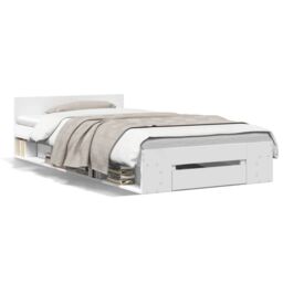 Berkfield Home Bed Frame with Drawer without Mattress White 75x190 cm Small Single - thumbnail 2