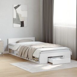 Berkfield Home Bed Frame with Drawer without Mattress White 75x190 cm Small Single - thumbnail 1