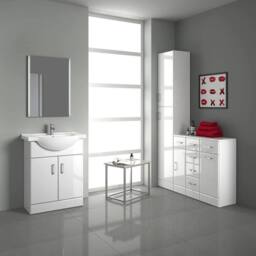 SPETLEK Bathroom Vanity Unit & Under Sink Basin Storage in White - thumbnail 4