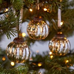 Paper High Set of 3 Silver Antique Effect Glass Baubles