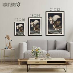 "Artery8 Birds of America Barn Owl Audubon Nature Black Framed Canvas Wall Art in Grey - Size: W12"" x H16""" - thumbnail 4
