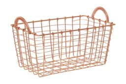Orsina Functional Rectangular Basket, Stylish Wireframe Basket For Kitchen, High Quality Contemporary Basket in Gold - thumbnail 1