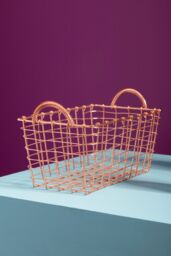 Orsina Functional Rectangular Basket, Stylish Wireframe Basket For Kitchen, High Quality Contemporary Basket in Gold - thumbnail 4