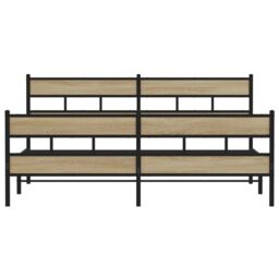 Berkfield Home Metal Bed Frame without Mattress Sonoma Oak 200x200 cm in Brown - thumbnail 4