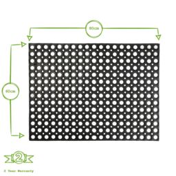 Nicola Spring Heavy Duty Rubber Door Mats - 80 x 60cm - Set of 2 in Black - Size: 40 cm x 80 cm - thumbnail 3