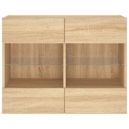 Berkfield Home TV Wall Cabinet with LED Lights Sonoma Oak 78.5x30x60.5 cm in Brown - thumbnail 7