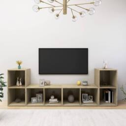 Berkfield Home TV Cabinets 4 pcs Sonoma Oak 72x35x36.5 cm Engineered Wood in Light Brown - thumbnail 2