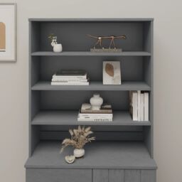 Berkfield Home Top for Highboard HAMAR Dark Grey 90x30x100cm Solid Wood Pine - Size: 90 x 30 x 100 cm