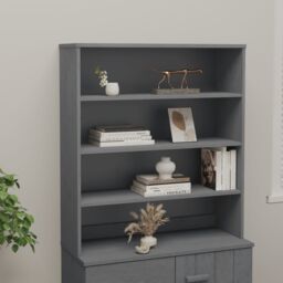 Berkfield Home Top for Highboard HAMAR Dark Grey 90x30x100cm Solid Wood Pine - Size: 90 x 30 x 100 cm - thumbnail 6