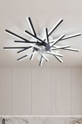 Living and Home Adjustable LED Ceiling Fan Light with Remote in Black