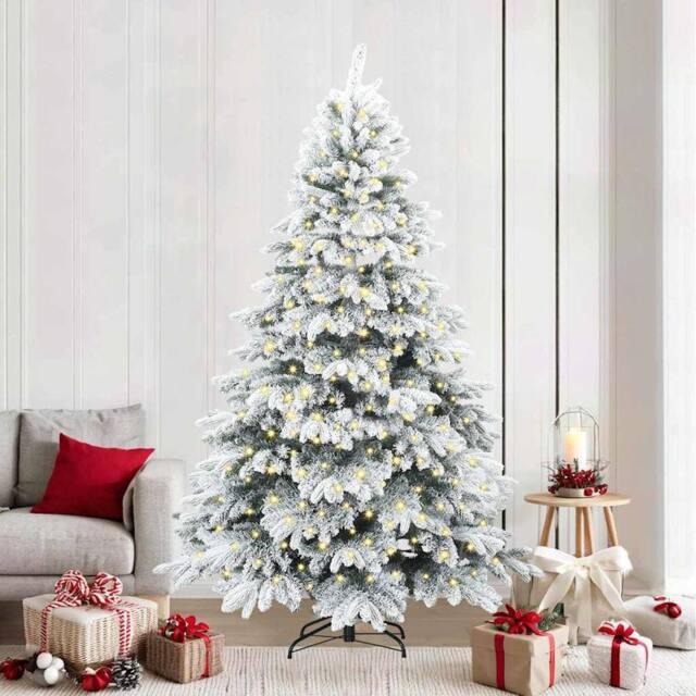 Berkfield Home Artificial Christmas Tree with 300 LEDs Green 240 cm PE & PVC - image 1