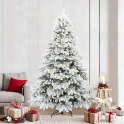 Berkfield Home Artificial Christmas Tree with 300 LEDs Green 240 cm PE & PVC - thumbnail 1
