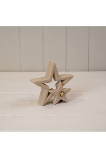 KDMD Sand Texture Effect Ceramic Star Decoration - 12mm in Light Sand - image 1