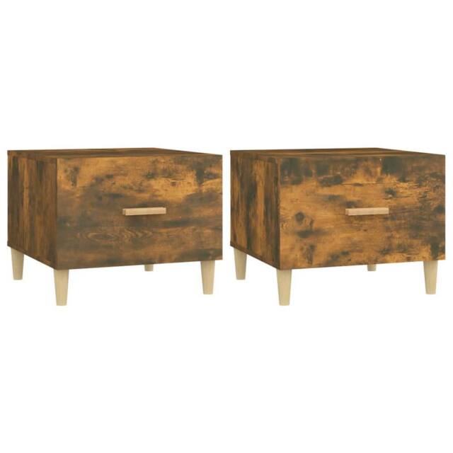 Berkfield Home Coffee Tables 2 pcs Smoked Oak 50x50x40 cm Engineered Wood in Brown - Size: 50 x 50 x 40 cm - image 1
